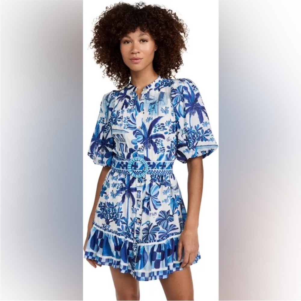 Farm Rio Blue and white Tropical Print Women's mini Dress